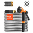 VEVOR 100ft Metal Garden Hose Stainless Steel Water Hose Lightweight No Kink