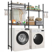 VEVOR Over Washer and Dryer Storage Shelf Two Row 4 Tiers Washer Rack Black