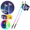 VEVOR 2 PCS 4 FT Whip Light, APP & RF Remote Control Led Whip Light, Waterproof 360° Spiral RGB Chasing Lighted Whips with 4 Flags, for UTVs, ATVs, Motorcycles, RZR, Can-am, Trucks, Off-road, Go-karts