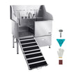 VEVOR 50 Inch Dog Grooming Bath Tub Stainless Steel w Ramp Faucet Left Door