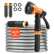 VEVOR 25ft Metal Garden Hose Stainless Steel Water Hose Lightweight No Kink