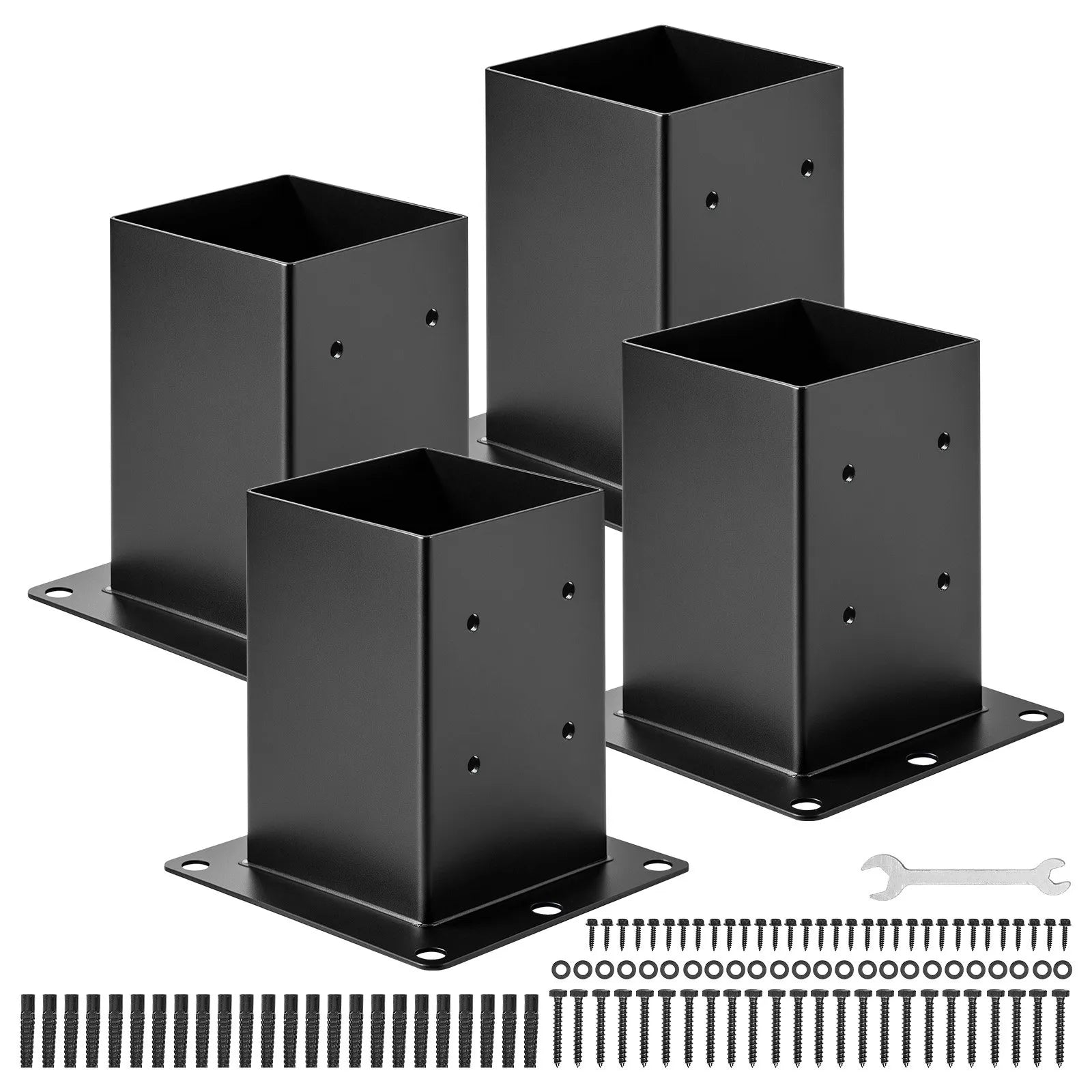VEVOR 4 Pcs 6x6 Post Base Bracket Inner Size 5.6x5.6 in Wood Fence Post Anchor