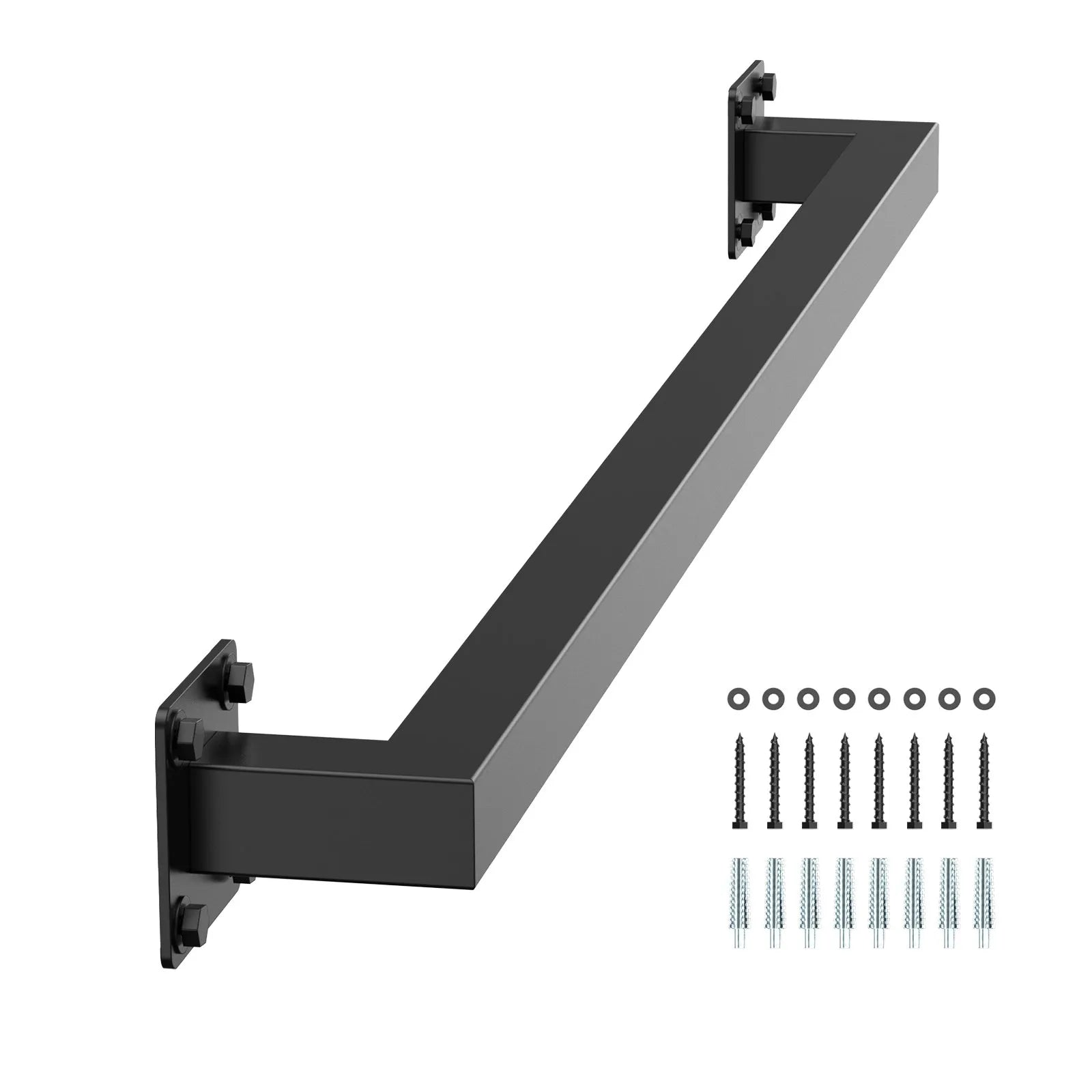 VEVOR 3ft Wall Mounted Stair Handrail Black Iron 250lbs Load Square Tube