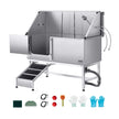 VEVOR 62 Inch Dog Grooming Bath Tub Stainless Steel w Ramp Water Filter Left