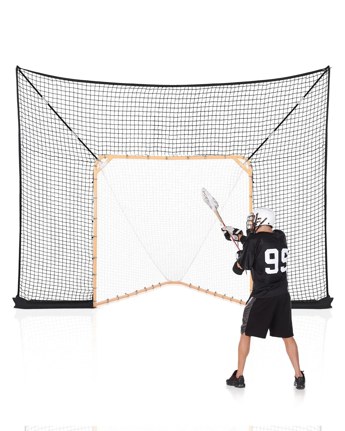 VEVOR 12x9 ft Hockey Lacrosse Goal Backstop with Extended Coverage Training Net