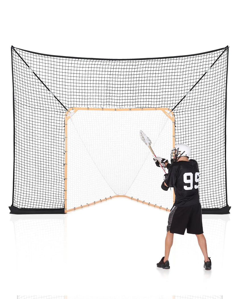 VEVOR 12x9 ft Hockey Lacrosse Goal Backstop with Extended Coverage Training Net