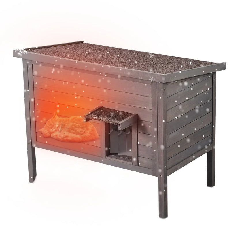 VEVOR Outdoor Cat House Wooden Feral Cat Shelter with Roof & PVC Door Flaps