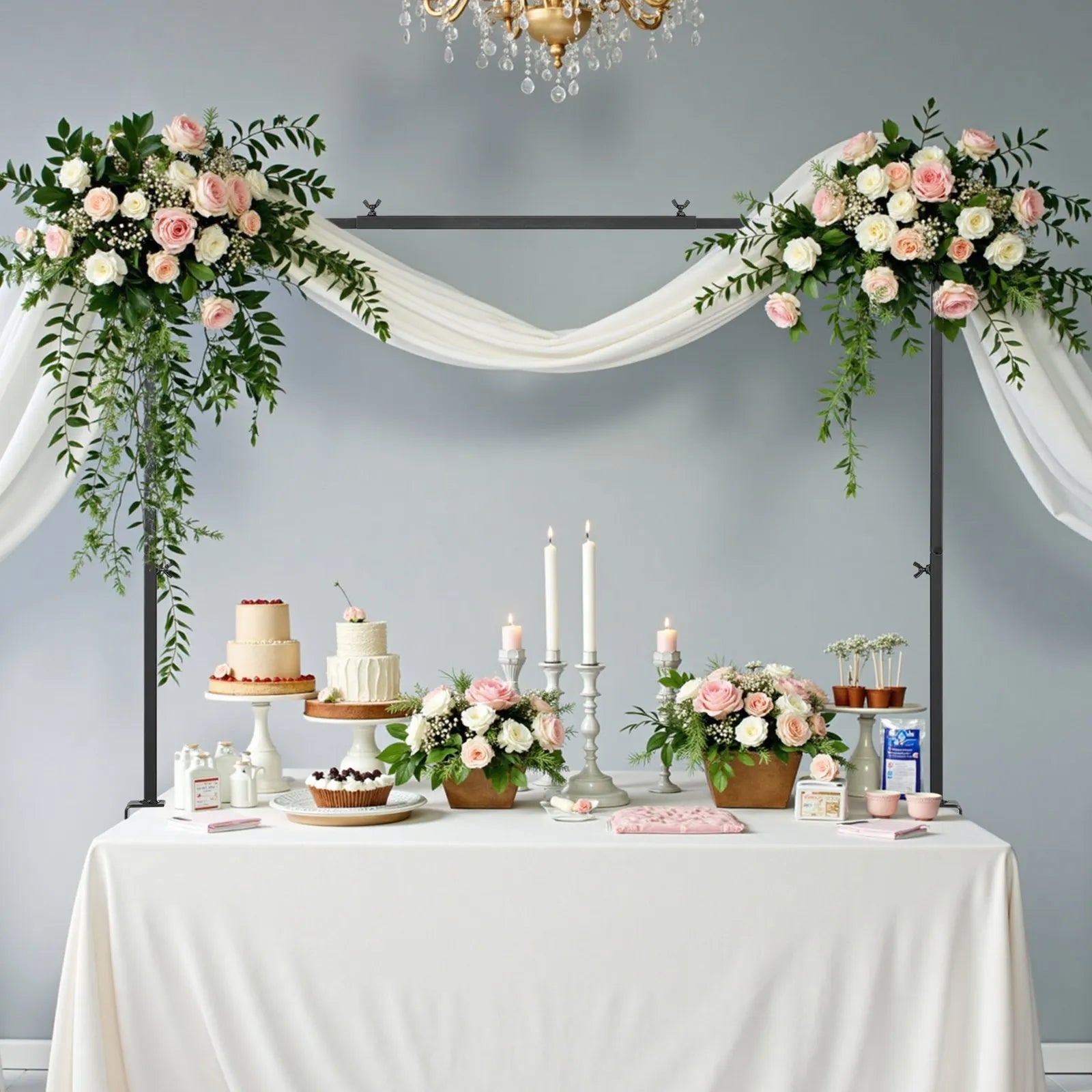 VEVOR Over The Table Rod Stand Arch Frame 28-98 in Length Adjustable Clamp Decor