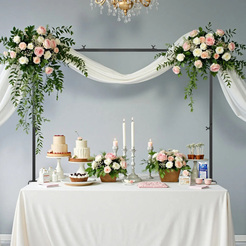 VEVOR Over The Table Rod Stand Arch Frame 28-98 in Length Adjustable Clamp Decor