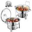 VEVOR 5 Qt 2 Pack Round Chafing Dish Buffet Set Full-Size Pan Stainless Steel