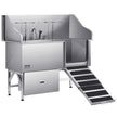 VEVOR 61 Inch Dog Grooming Bath Tub Stainless Steel w Ramp Water Filter