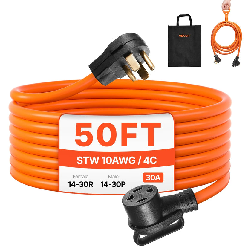 VEVOR 50 ft Dryer Extension Cord 4-Prong NEMA 14-30P to 14-30R Dryer Cord 30A
