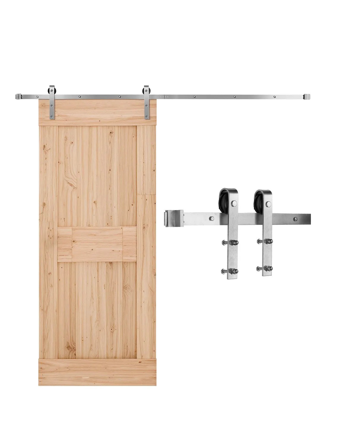 VEVOR 8FT Sliding Barn Door Hardware Kit for Single Sliding Barn Door Silver