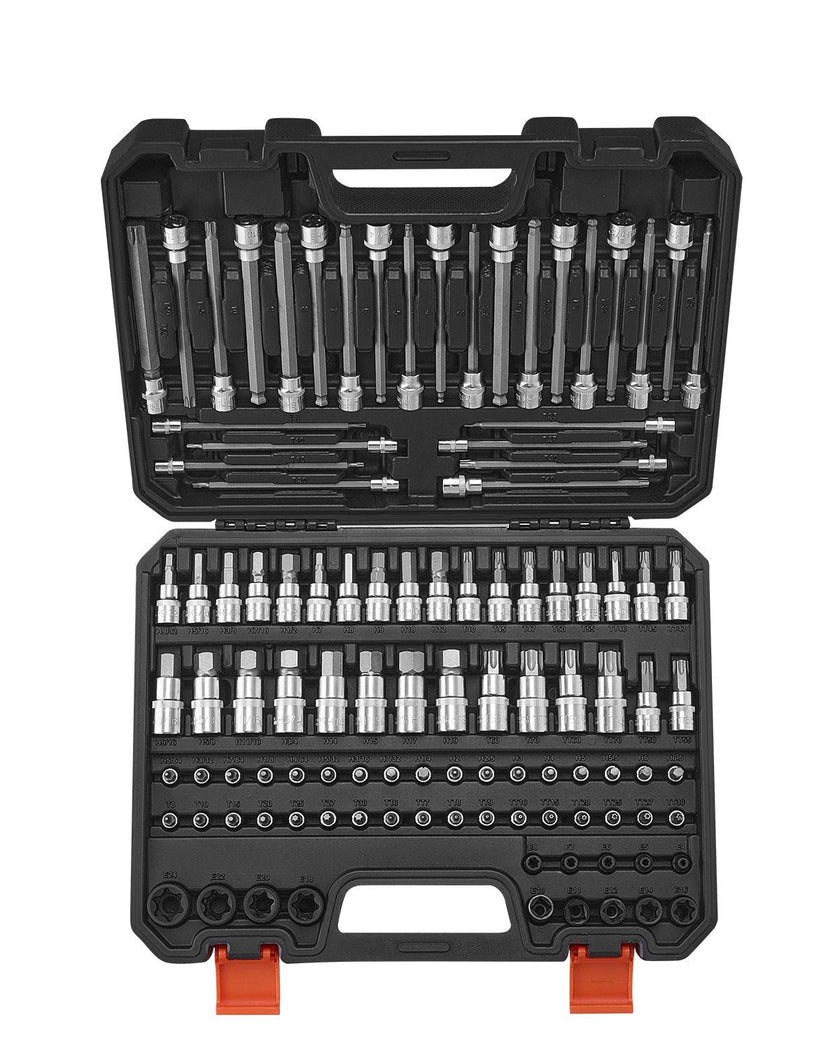 Bit Socket Set 107-Piece SAE and Metric Hex/Torx/E-Torx/Tamper-Proof/Extra Long