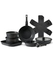 VEVOR 17 Piece Pots and Pans Set Granite Nonstick Kitchen Cookware Black