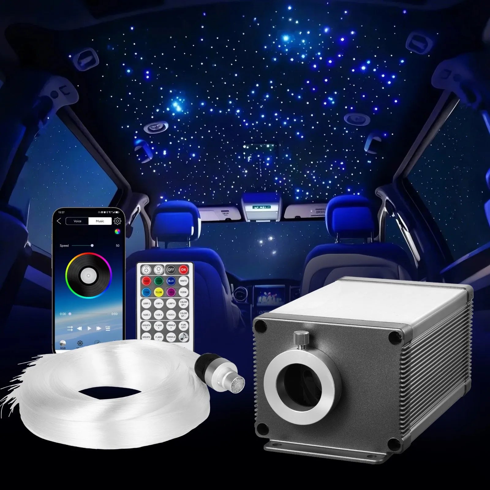 VEVOR 550pcs Headliner Star Light Kit Roof Twinkle Ceiling Lights Fiber Optic