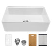 VEVOR 32.5 in Farmhouse Sink Undermount Kitchen Single Bowl Basin Fireclay White