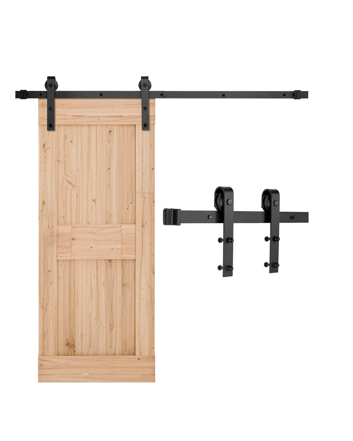 VEVOR 5FT Sliding Barn Door Hardware Kit for Single Sliding Barn Door Black