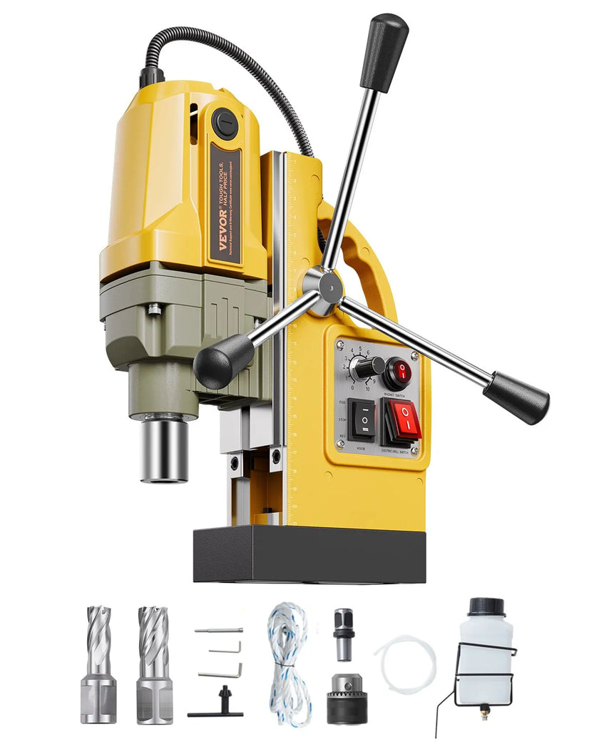 Magnetic Drill 1200W 2810 lbf Mag Drill Press 1.6 in Boring Diameter Yellow