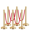 VEVOR 6 Pcs Gold Stanchion Post 4 Red Velvet Ropes Sand Injection Hollow Base