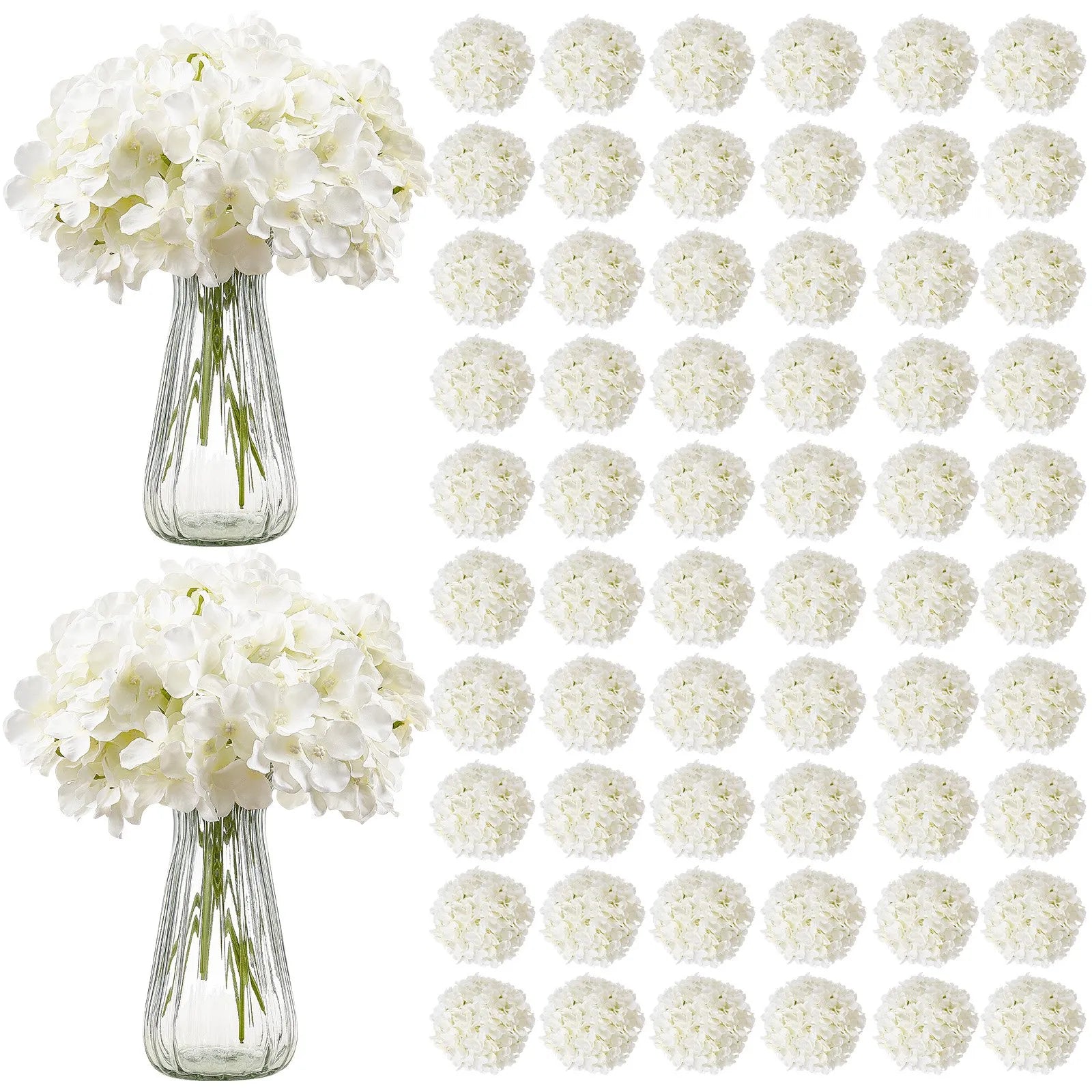 VEVOR 205 Pcs Artificial Silk Hydrangea Flowers 9.8 In Bouquet Arrangement White