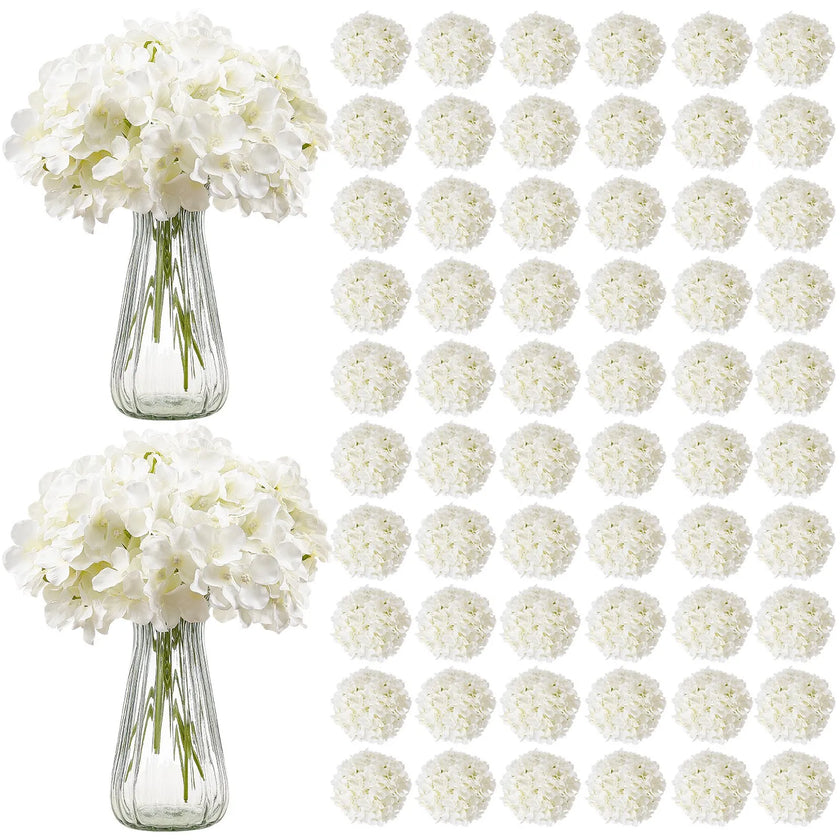 VEVOR 205 Pcs Artificial Silk Hydrangea Flowers 9.8 In Bouquet Arrangement White