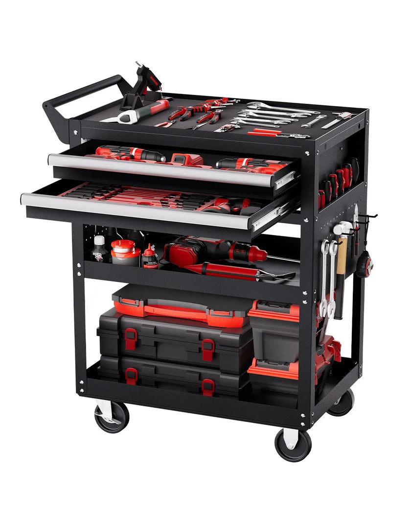 VEVOR 5-Tier Tool Cart on Wheels 400 lb Rolling Work Cart with Drawer & Pegboard