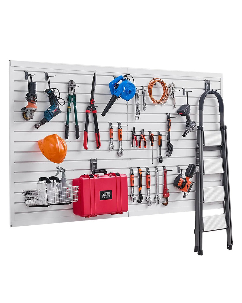 VEVOR 8 x 4 ft Slat Wall Paneling PVC White Garage Slatwall with Accessories
