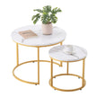 VEVOR Nesting Coffee Table Set of 2 Round Coffee Table 23.6 in (White & Gold)