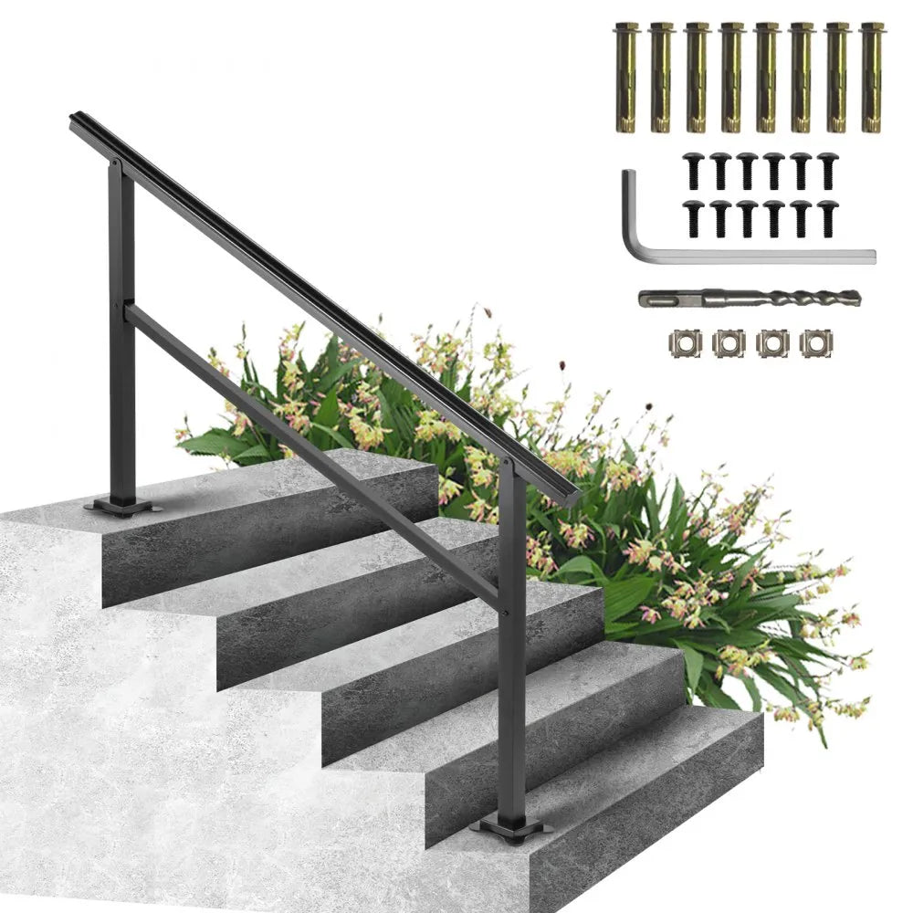 VEVOR Outdoor Handrail 165LBS Load Handrail Outdoor Stairs Aluminum Stair Handrail 60 x 35