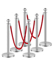 VEVOR 6 Pcs Silver Stanchion Post 3 Red Velvet Ropes Sand Injection Hollow Base