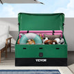 VEVOR Outdoor Storage Box, 100 Gallon Waterproof PE Tarpaulin Deck Box w/ Galvanized Frame, All-Weather Protection & Portable, for Camping, Garden, Poolside, and Yard, Brown & Blue