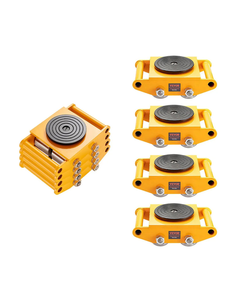 VEVOR 4PCS Machinery Skate Dolly, 26455LBS/12T Industrial Machinery Mover, Heavy Duty Carbon Steel Machinery Moving Skate & 4 Carbon Steel Wheels and 360° Rotation Non-Slip Cap for Warehouse, Factory