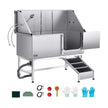 VEVOR 62 Inch Dog Grooming Bath Tub Stainless Steel w Ramp Water Filter