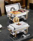 VEVOR 4 Qt 2 Pack Rectangle Chafing Dish Buffet Set Halfsize Pan Stainless Steel