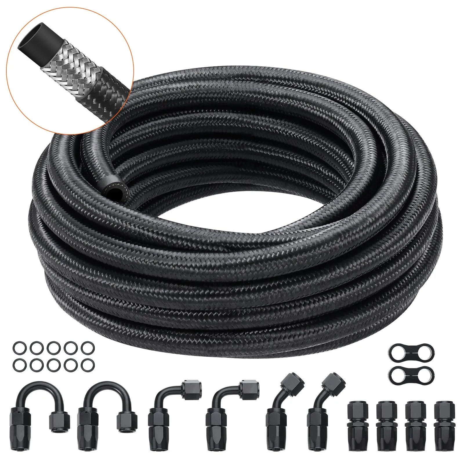 VEVOR 8AN Fuel Line Kit, 20 FT Fuel Hose Kit, 0.43