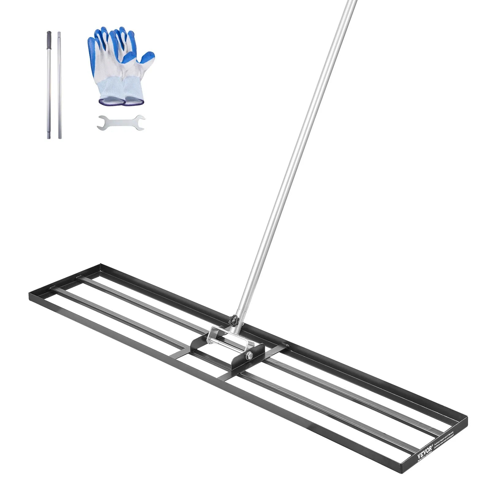 VEVOR 10x48in Lawn Leveling Rake 83.9 in Adjustable Handle for Yard Golf Court