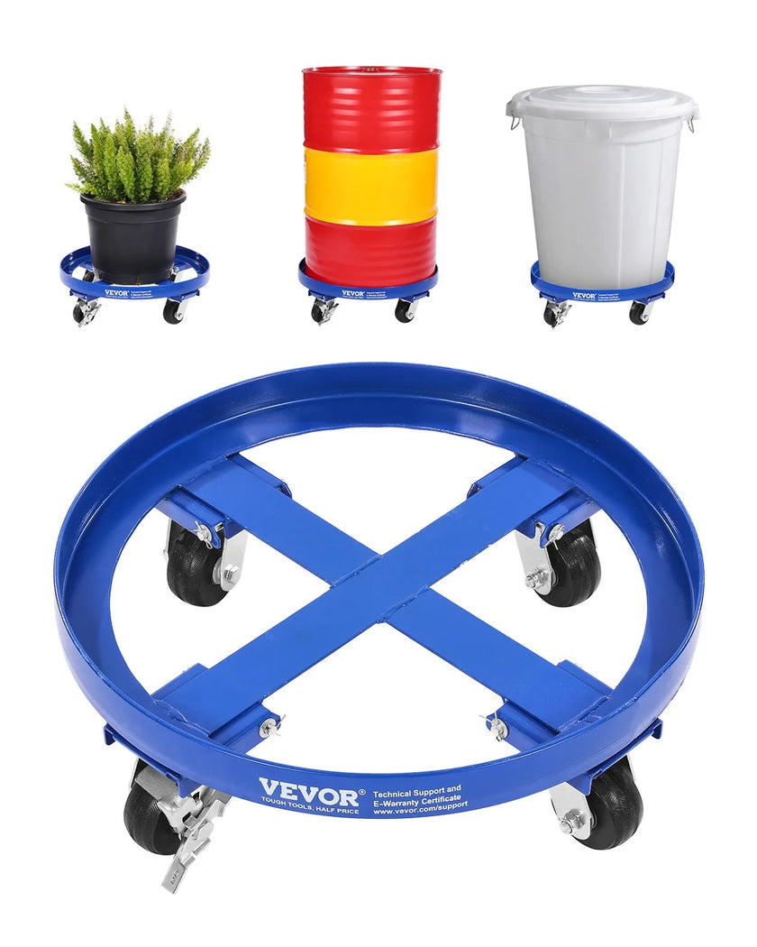 VEVOR 55 Gallon Drum Dolly 2000 lbs Barrel Dolly Cart Drum Caddy 4 Caster Wheels