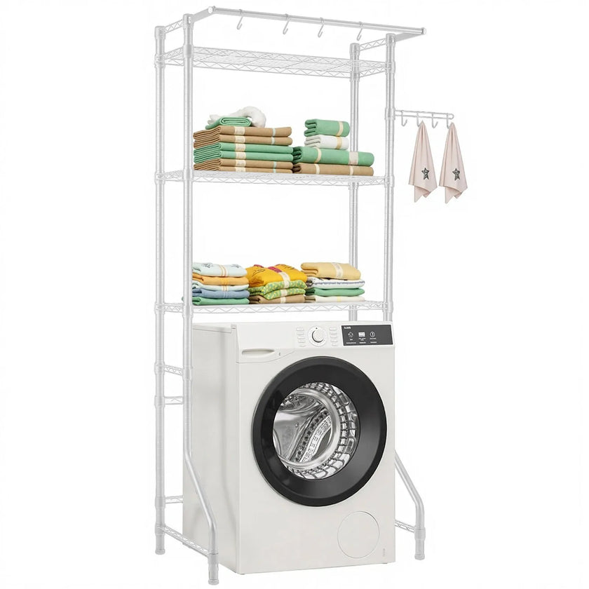 VEVOR Over Washer and Dryer Storage Shelf Single Row 3 Tiers Washer Rack White
