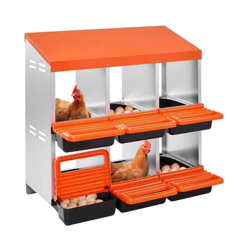 VEVOR 6-Compartment Chicken Nest Box Mental Box with Inclined Nesting Boxes