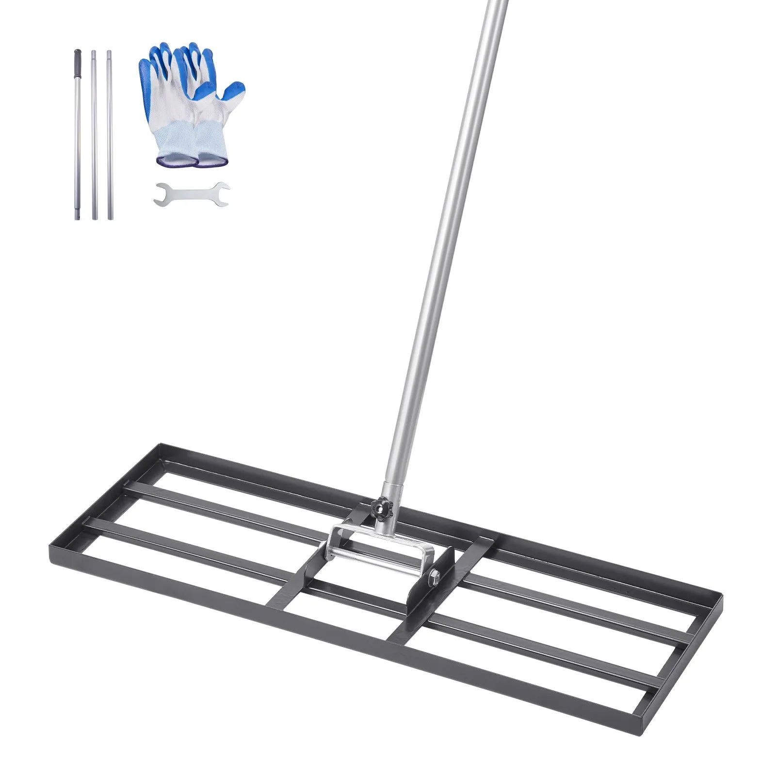 VEVOR 10x30in Lawn Leveling Rake 83.9 in Adjustable Handle for Yard Golf Court