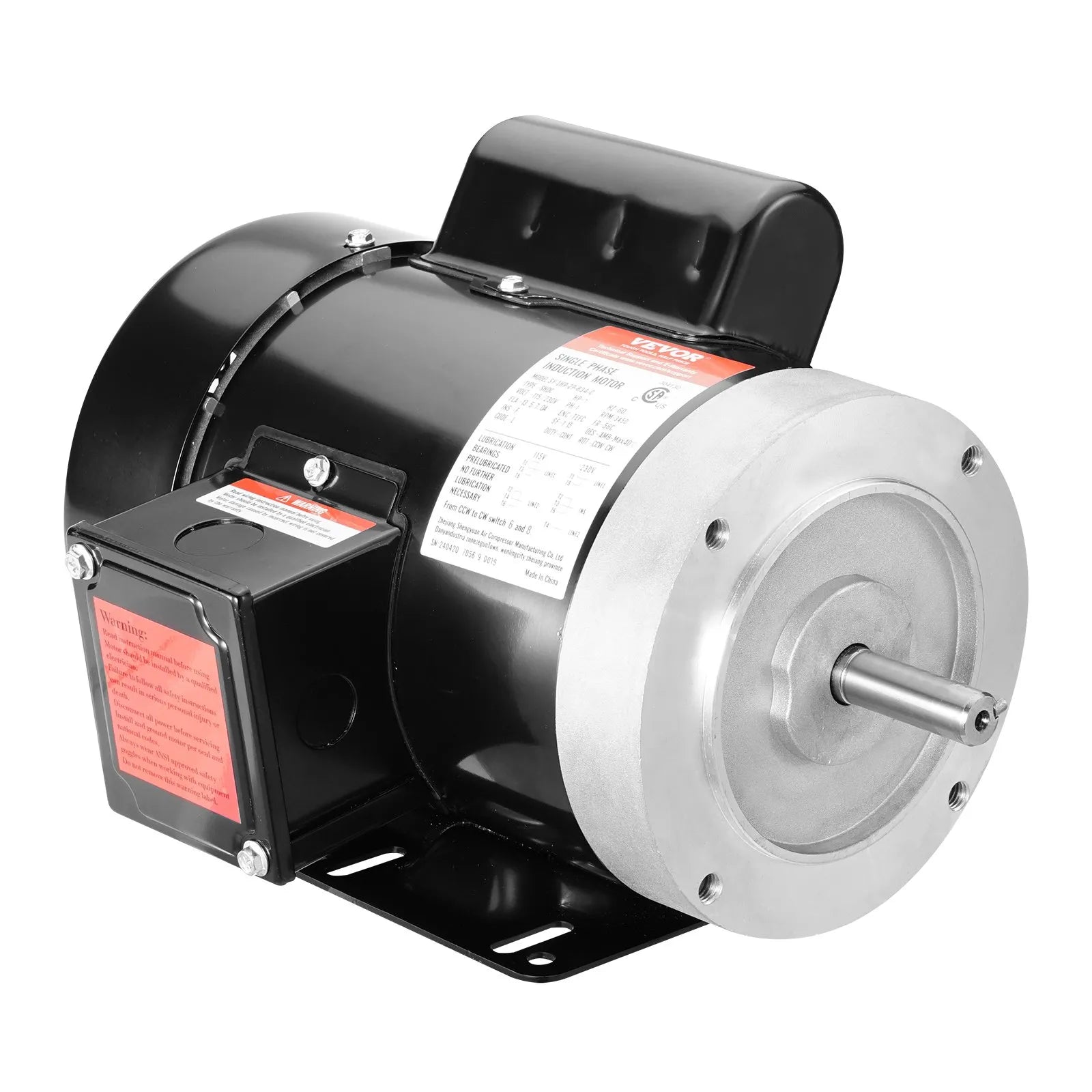 VEVOR 1HP Electric Motor 3450RPM AC115V/230V 56C Frame 1-Phase 5/8