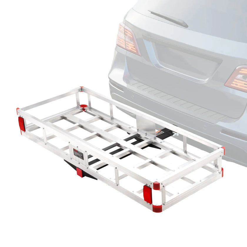 VEVOR 49.4 x 22.4 x 7.1 in Hitch Cargo Carrier, 500lb Capacity Trailer Hitch Mount Aluminum Cargo Basket, Luggage Carrier Rack Fits 2