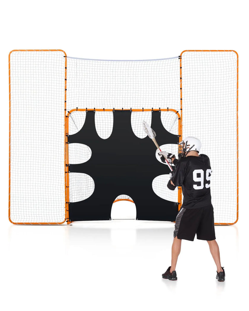 VEVOR 12x9 ft 3-IN-1 Lacrosse Goal Net with Backstop Target Rebounder Equipment