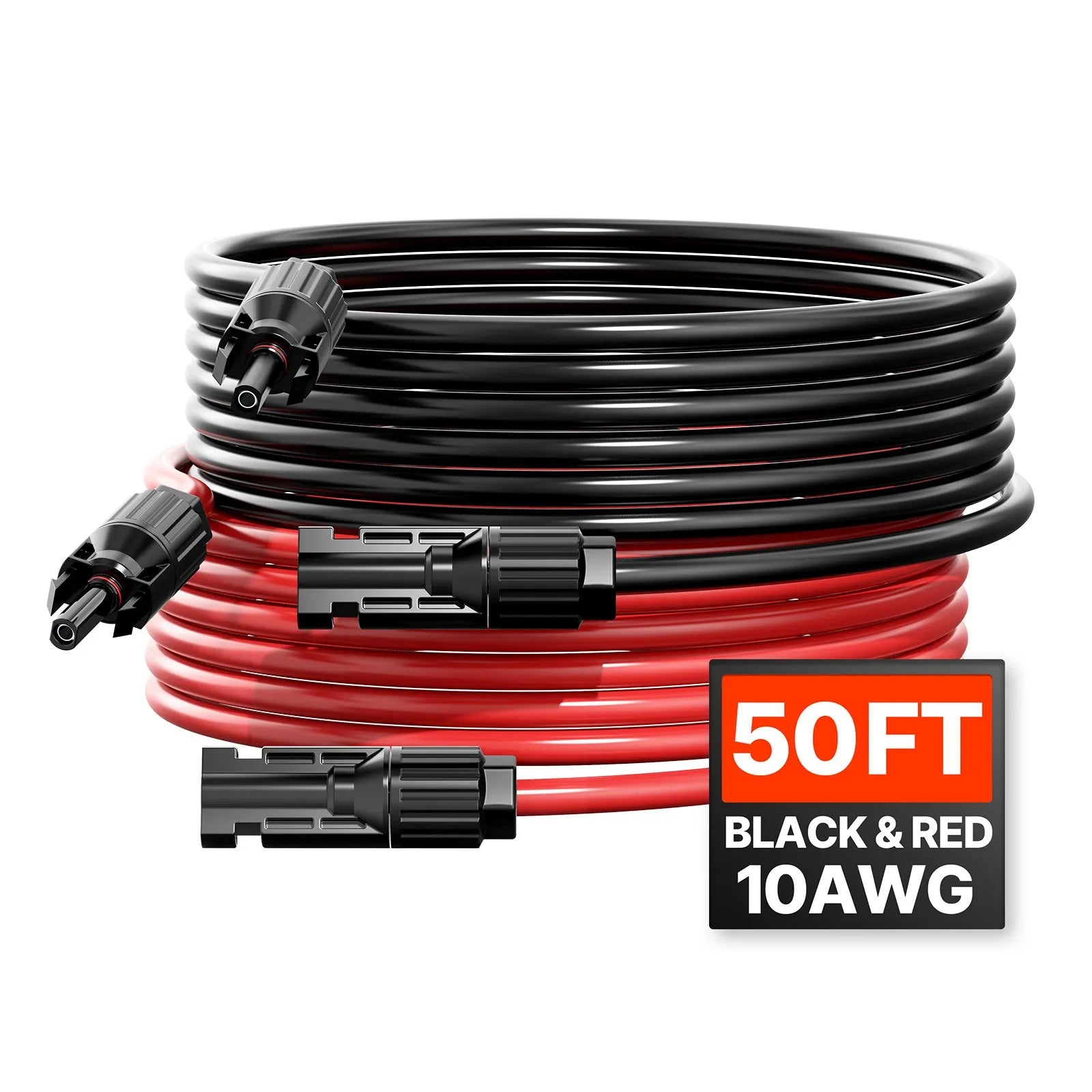 VEVOR 50FT Solar Panel Extension Wire with Female & Male Connectors 10AWG 1 Pair