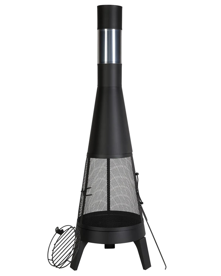 VEVOR 20 In Chiminea Outdoor Wood Burning Firepit with Grill Mesh & Chimney Coat