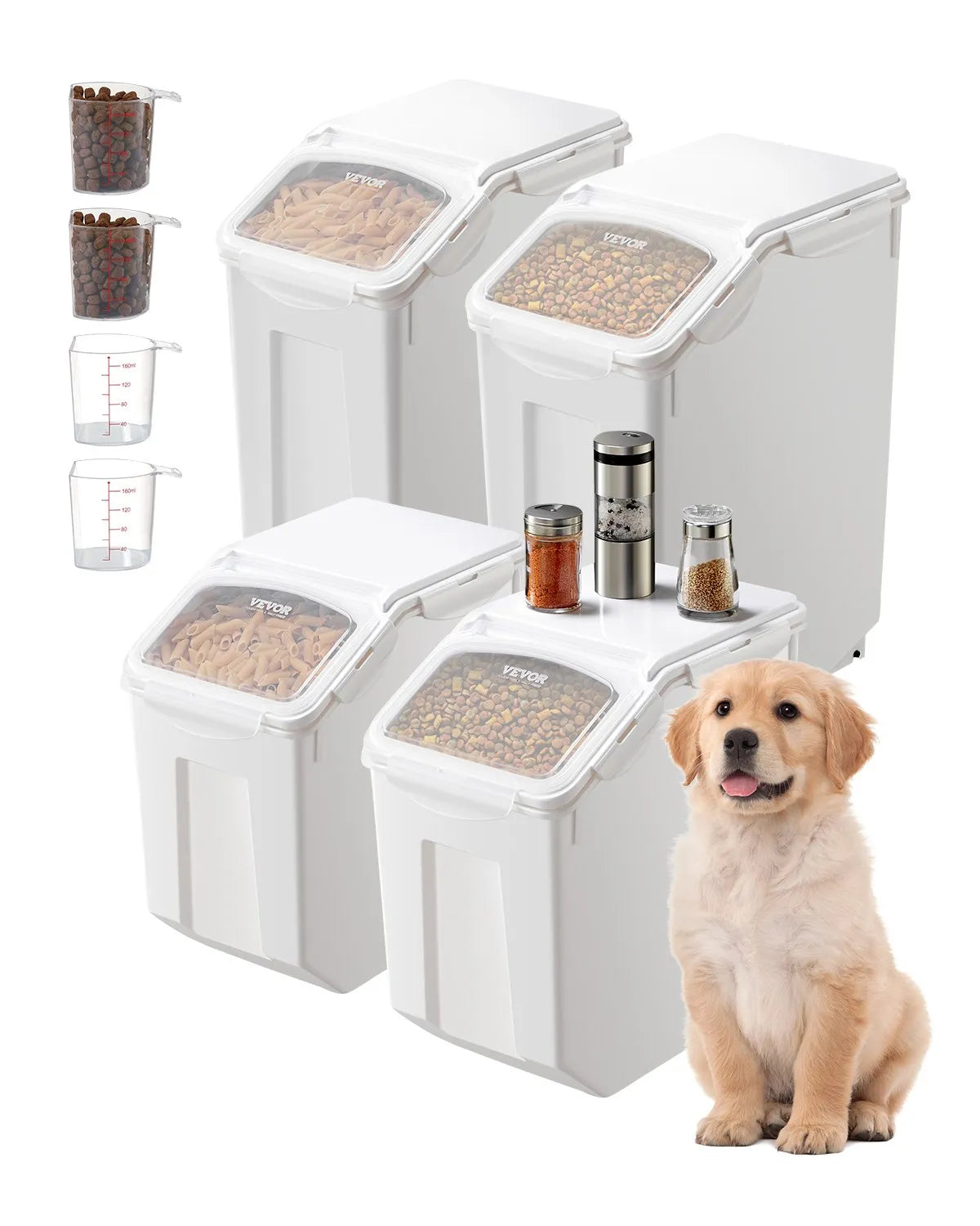 VEVOR 3.5Galx2 + 4.5Galx2 Ingredient Storage Container Airtight Kitchen Bin