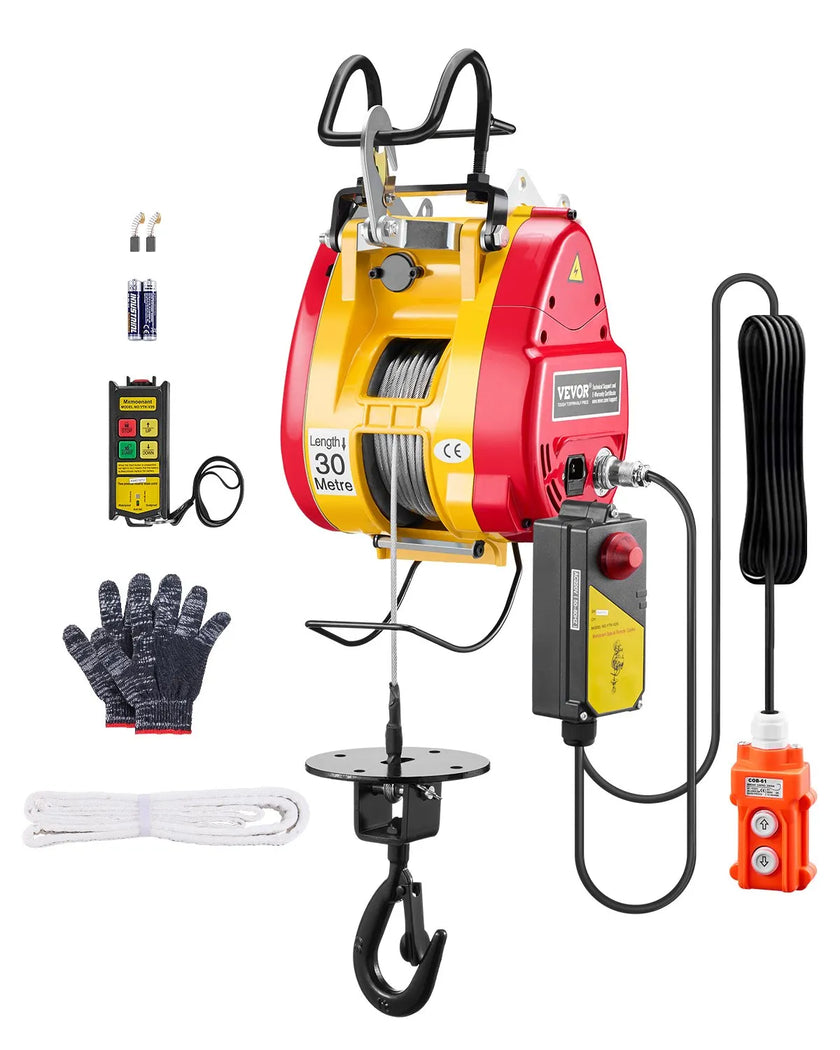VEVOR 2-in-1 Portable Electric Hoist Winch 1100LBS Wired/Wireless Remote Control