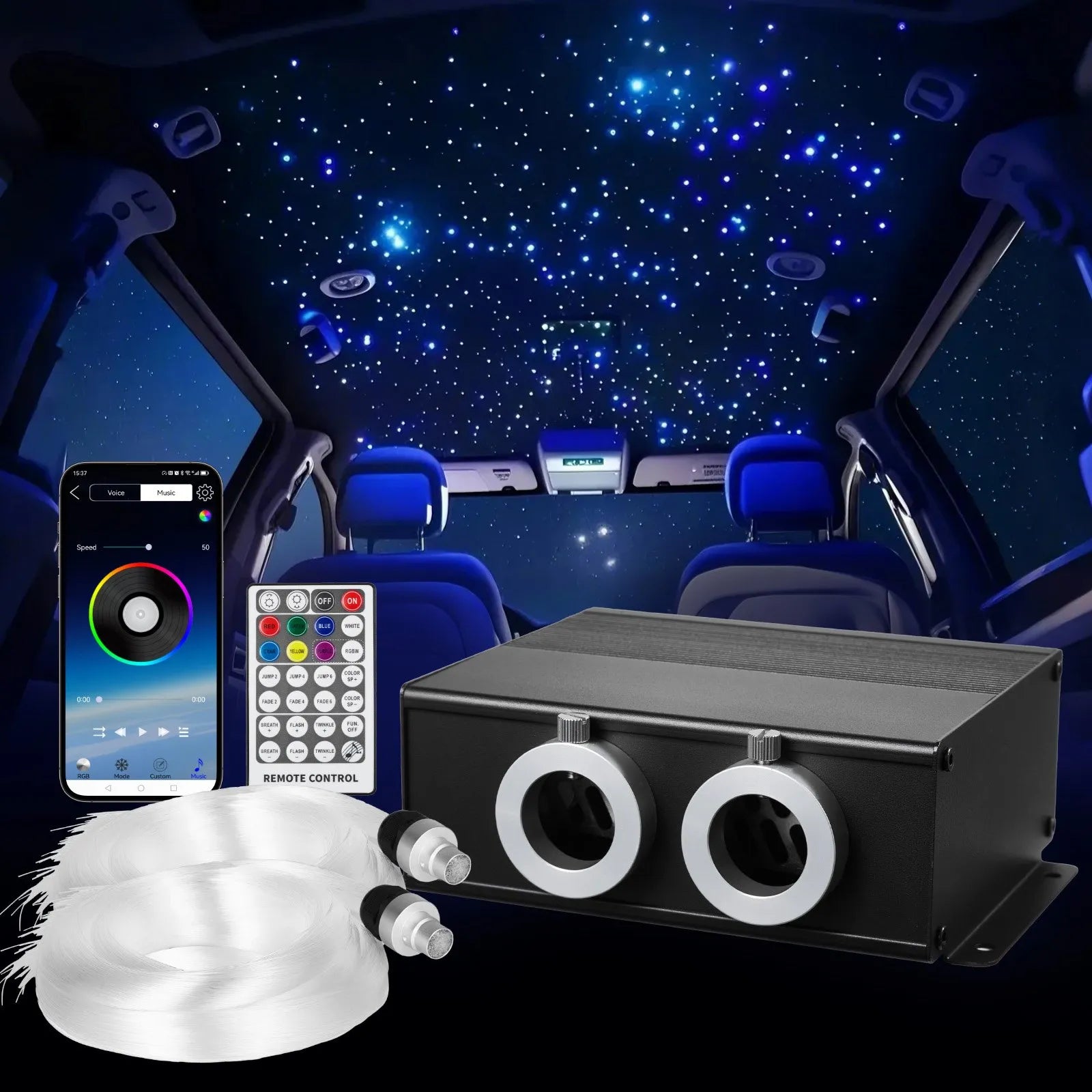 VEVOR 900pcs Headliner Star Light Kit Roof Twinkle Ceiling Lights Fiber Optic