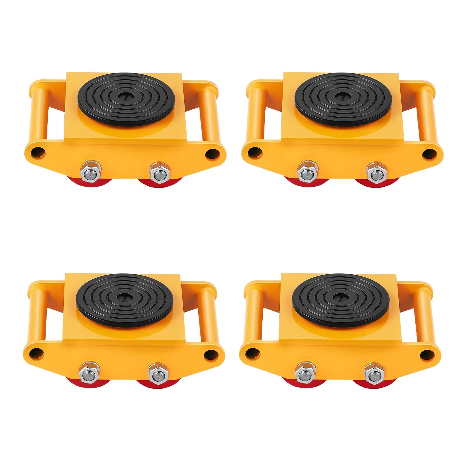 VEVOR 4PCS Machinery Skate Dolly, 17637LBS/8T Industrial Machinery Mover, Heavy Duty Carbon Steel Machinery Moving Skate with 4 PU Wheels and 360° Rotation Non-Slip Cap for Warehouse Workshop Factory